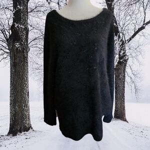 Tesori Angora Wool Hong Kong Vintage Black Beaded Fuzzy Sweater